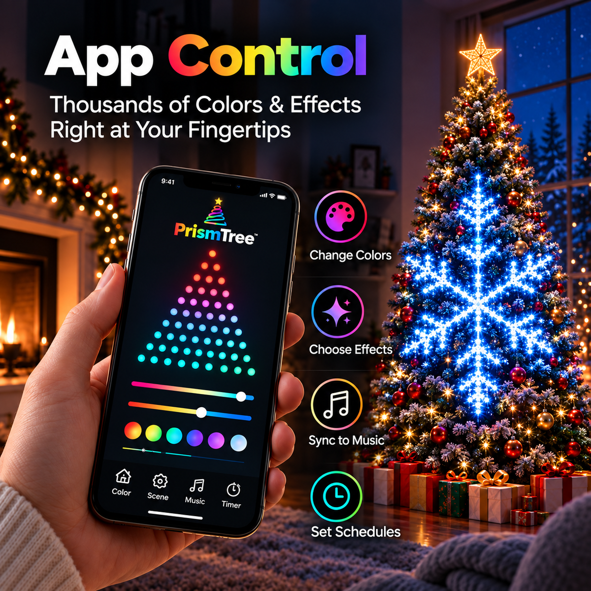LightGrid™ Smart RGBIC Christmas Tree Lights