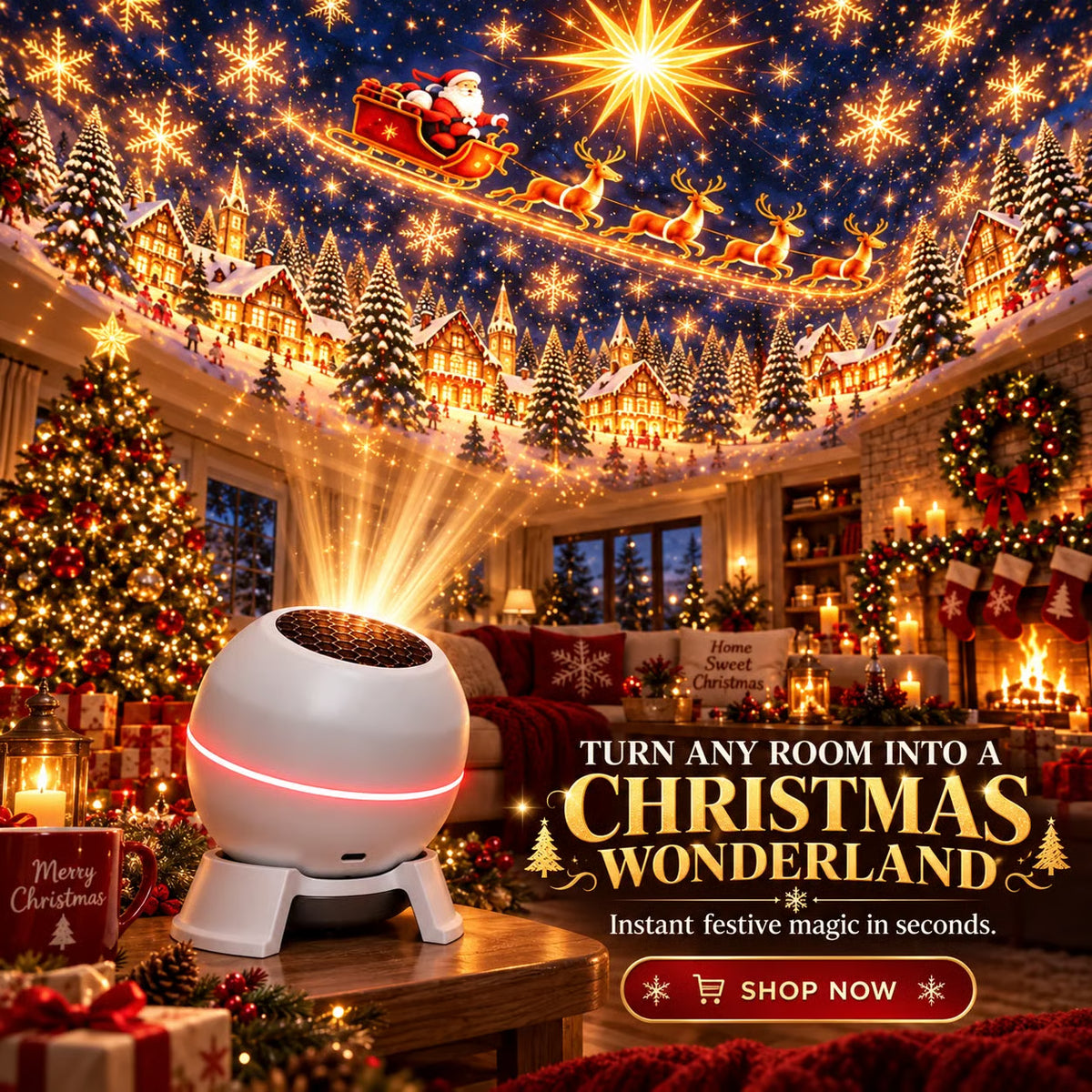 🎅LAST DAY SALE 49% OFF-🔥 Turn Any Room Into a Christmas Wonderland – Holiday Projection Night Light