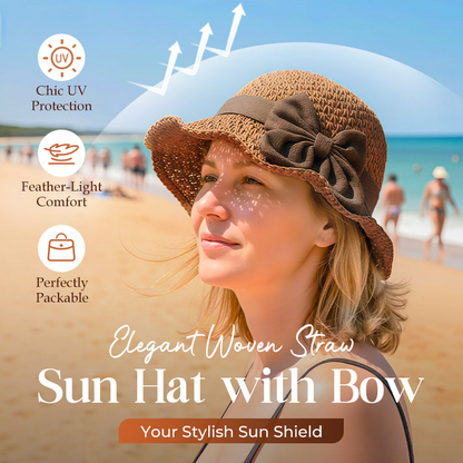 🔥 Hot Sale 49% OFF🔥Elegant Woven Straw Sun Hat with Bow