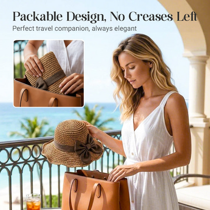 🔥 Hot Sale 49% OFF🔥Elegant Woven Straw Sun Hat with Bow