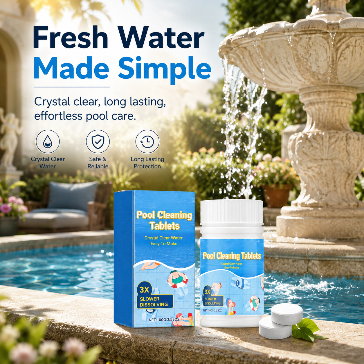 💦Crystal Clear Pool Cleaner🔥 Long-Lasting Cleaning Tablets