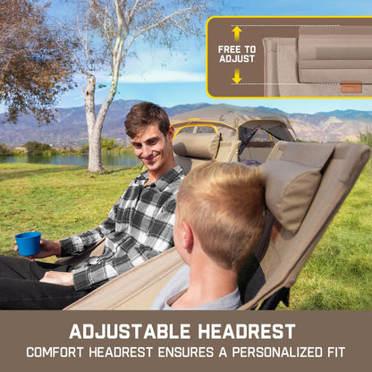 Portable, foldable camping chair, ideal for camping, hiking, backyard relaxation, fishing, and more. Supports up to 250 pounds and comes with a storage bag.